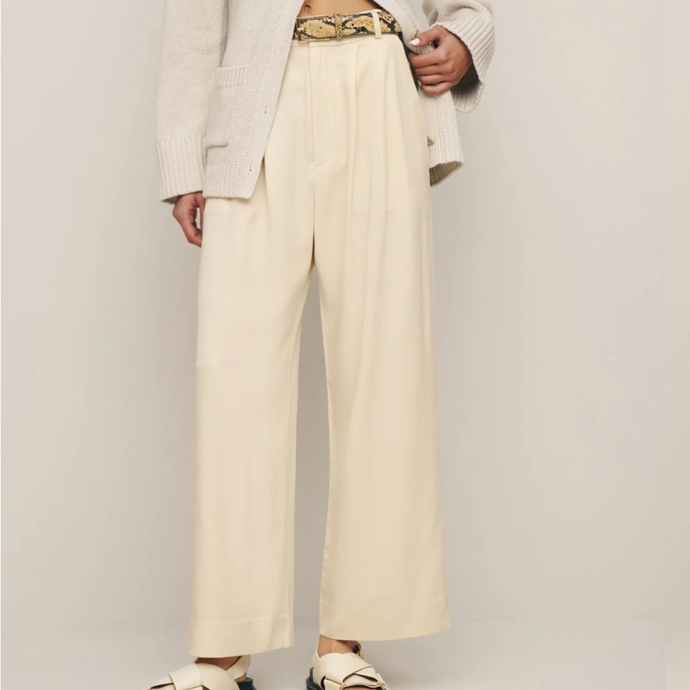 NWT Reformation Mason Cropped Pants 6 Oyster Cream White